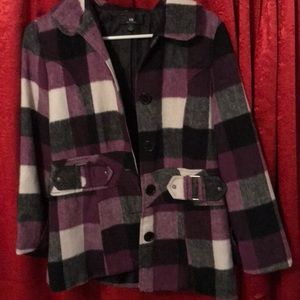 Flannel pattern pea coat